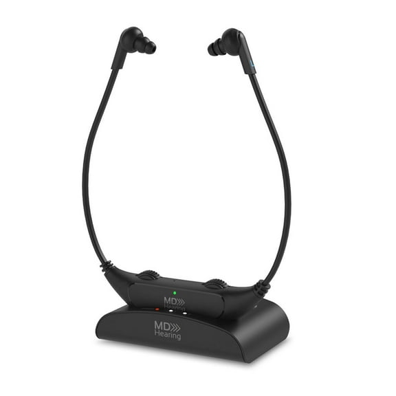 MDHearingAid Casual Listening Rechargeable On-Ear & Over-Ear with Optical, Black, QTV