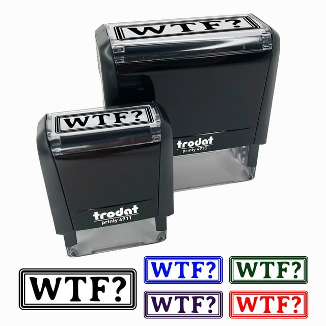 WTF What the F Border Outline Self-Inking Rubber Stamp Ink Stamper for Business Office - Fuchsia Ink - Large 2-2/4 Inch