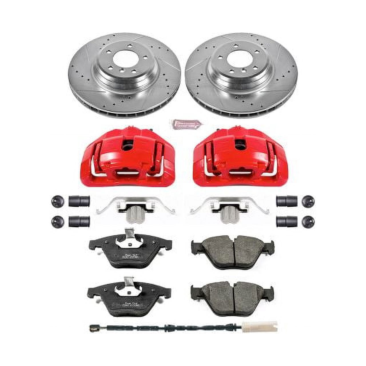 PowerStop Front Z23 Evolution Sport Brake Pad and Rotor Kit with Red Powder Coated Calipers Fits: BMW Select Models KC6055