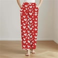 thumbnail image 4 of UAMVSH Women's Comfy Pajama Pants Heart Printed Wide Leg Lounge Pants Soft Flannel Fleece Warm Pj Bottoms with Pockets, 4 of 5