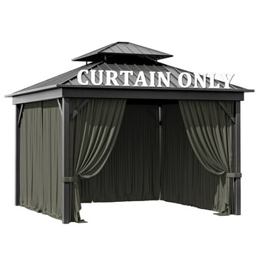 Pakunoda Outdoor Curtains for 10' X 10' Gazebo, Waterproof Outdoor Privacy Curtain Panel set of 4, Gray(Curtain Only)