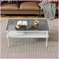 thumbnail image 3 of Contemporary Gray Tempered Glass Coffee Table with White Metal Legs, Easy-Clean & 220lbs Capacity, 3 of 20