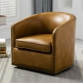 thumbnail image 2 of Comfort Pointe Tyler Faux Leather Solid Swivel Armchair, Camel Brown, 2 of 12