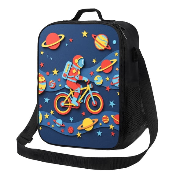 Astronaut Insulated Lunch Bag Reusable Leakproof Thermal Meal Prep Tote With Adjustable Crossbody Shoulder Strap For Work Office Picnic Beach Travel Daily