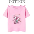thumbnail image 3 of Camiseta de algodón para niños, camisetas de Disney Stitch y Mickey Mouse para niños, camisetas de verano a la moda, cuello redondo, camiseta informal de manga corta, 3 of 5