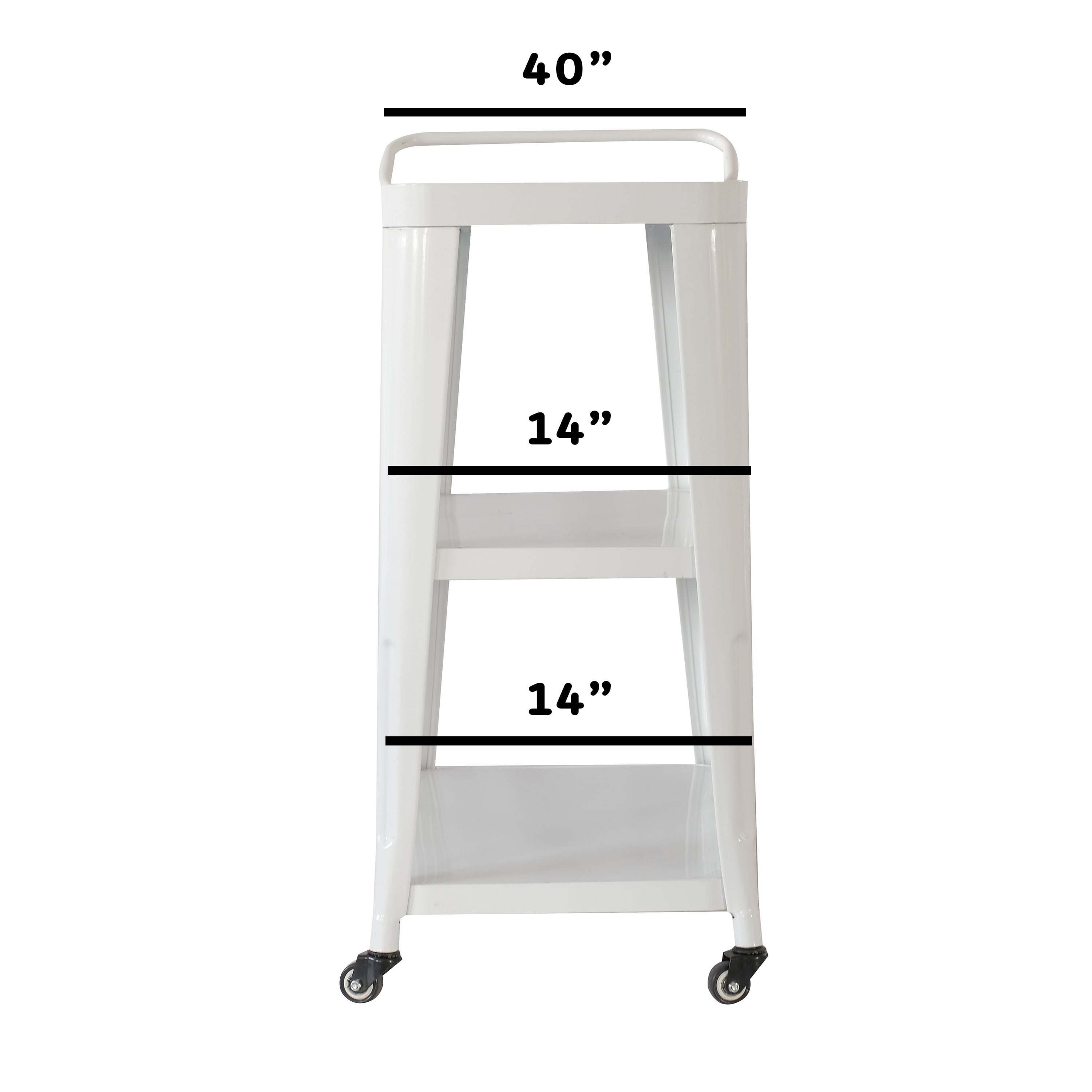 3-Tiered Metal Frame, Industrial Dining Cart with Swivel Wheels, White