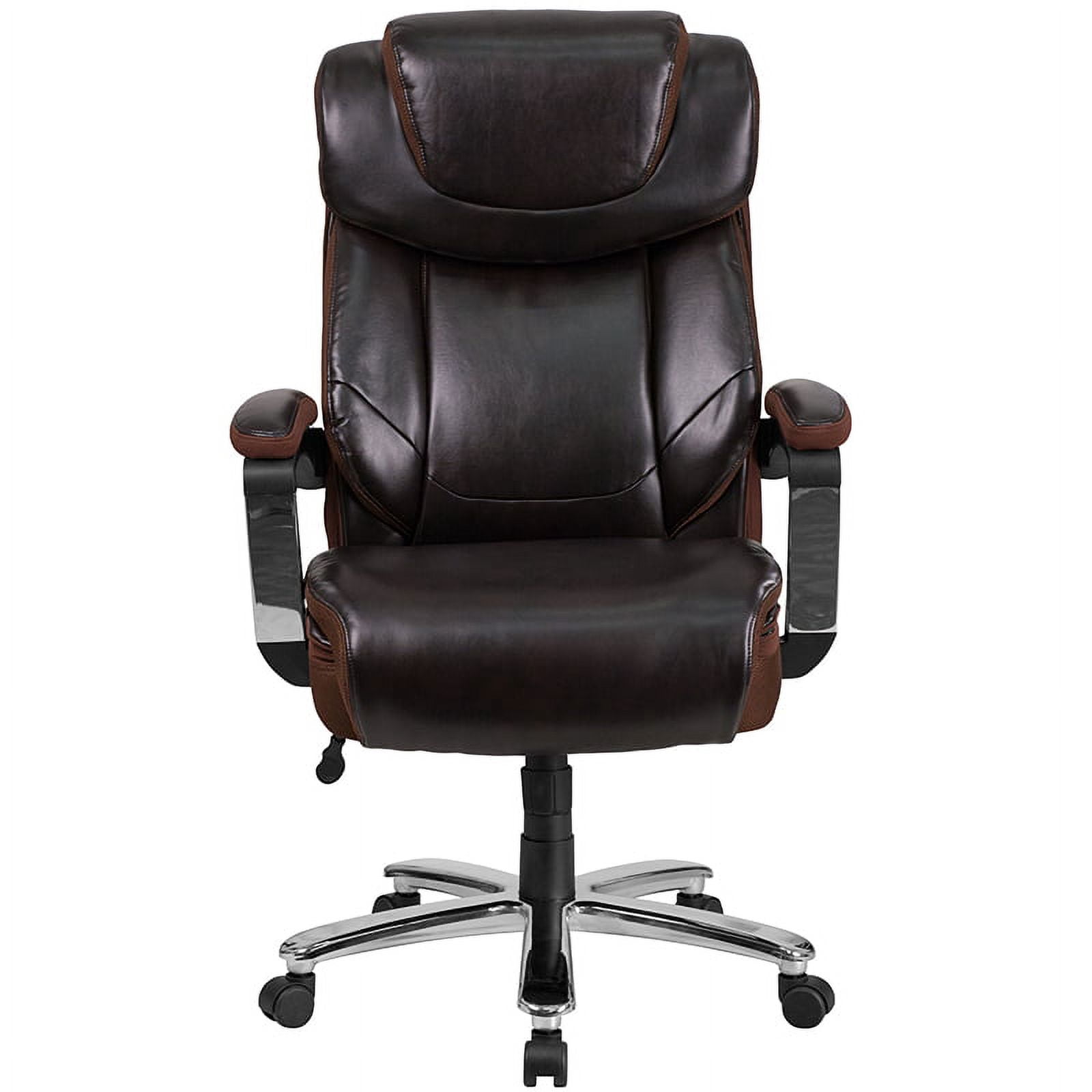 Emma + Oliver 500 lb. Big & Tall Brown LeatherSoft Ergonomic Office Chair, Adjustable Headrest