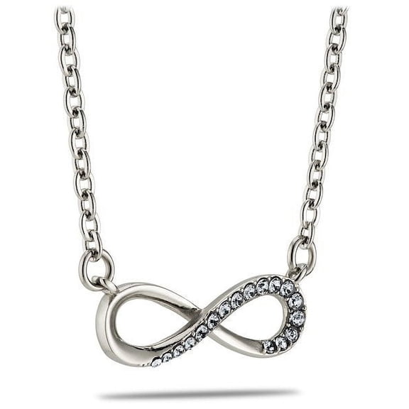 Infinity with Clear Swarovski Crystals Necklace -1 Cor.13:8 by Shields of Strength