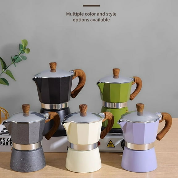 Coffee Pot, Moka Pot Italian Coffee Maker 3 cup/5 OZ Stovetop Espresso Maker for Gas or Electric Ceramic Stovetop Camping Manual Cuban Coffee Percolator for Cappuccino or Latte