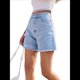 thumbnail image 2 of Pantalones Cortos Vaqueros para Mujer, Informales, de Verano, de Cintura Media, Deshilachados, Elásticos y Rotos. Azul L, 2 of 10