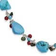 thumbnail image 1 of 925 Sterling Silver Dyed Howlite Turquoise Red Chain Bracelet Fancy Natural Stone Shell Wood, 1 of 6