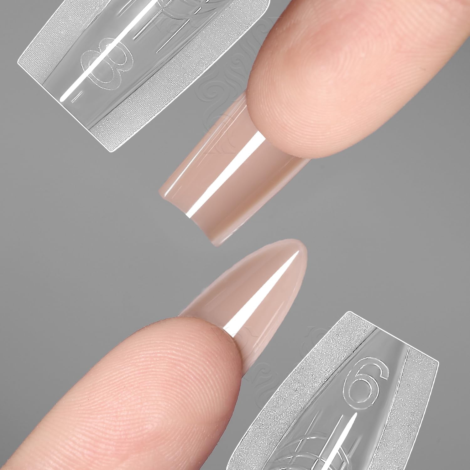 YOKEFELLOW Original Sandwich Nails Dual Forms W558 Short Oval Almond 240Pcs Nail Mold for Quick Nails Extension, No Paper Forms Needed, 15 Sizes Plastic Form, Salon Nail Art Tools