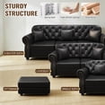 thumbnail image 5 of AENKYO 63" Faux Leather Loveseat, Mid-Century Chesterfield 2-Seater Sofa with Tufted Back & Nailhead Trim, Black, 5 of 8