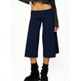 thumbnail image 2 of Fold Over Gaucho Pants for Women Foldover Solid Flowy Capri Pants Y2k Wide Leg Yoga Culottes, 2 of 6