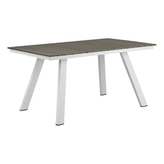 Pemberly Row 30x59" Modern Aluminum Table in Gray and White Finish