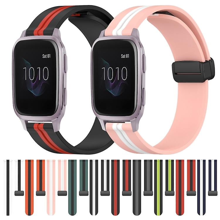For Garmin Venu Sq 20mm Folding Magnetic Clasp Silicone Watch Band