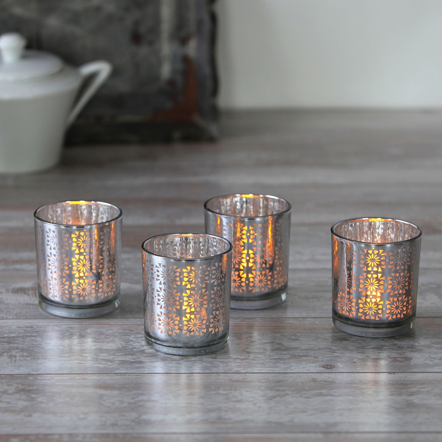 Glass Votives with Poured Wax Flameless LED Tea Lights - Batteri - Walmart .com