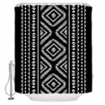 thumbnail image 2 of Black Geometric Bathroom Curtain 78 Inch Shower Curtain with Hooks, Boho Stripe Retro Farmhouse Texture Waterproof Polyester Bath Curtain Washable Bathtub Curtain 54''x 78'', 2 of 6