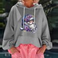 thumbnail image 3 of Women's Christmas Print Loose Casual Long Sleeve Hooded Sweatshirt, Festive Fall Winter Wear with Comfortable Fit and Holiday Design for Seasonal Activities,Gray,M, 3 of 7