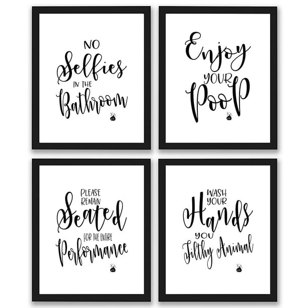 Bathroom Es And Sayings Art Prints Set Of Four Photos 8x10 Unframed Great Gift For Decor Com - Bathroom Wall Sayings Funny