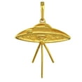thumbnail image 3 of Across The Puddle, 24K Gold Plated .950 Silver The Elvis UFO Connection Saucer 1in Pendant with 20in 18k Gold Plated Sterling Silver Chain | Golden Jets Collection, 3 of 5