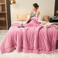 thumbnail image 2 of Beautynvta Twin Thick Warm Blanket, Fleece Velvet Blanket, Super Soft Fuzzy Flannel Fleece Blanket for Autumning Winter, 59''x78.7'', Hot Pink, 2 of 6