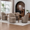 thumbnail image 6 of Kidol & Shellder Swivel Dining Chair with Solid Wood Frame Boucle Accent Chair with Back, Vanity Chair for Dressing Room, Comfy Living Room Seating, Easy Assembly, Coffee 2PCS, 6 of 14
