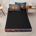 thumbnail image 4 of Homewish Boho Tree Of Life Zipper Twin Comforter Sets with Fitted Sheet and 2 Pillowcases,Aesthetic Stained Glass Zipper Bedding Set,Black Reversible,4-Piece, 4 of 7