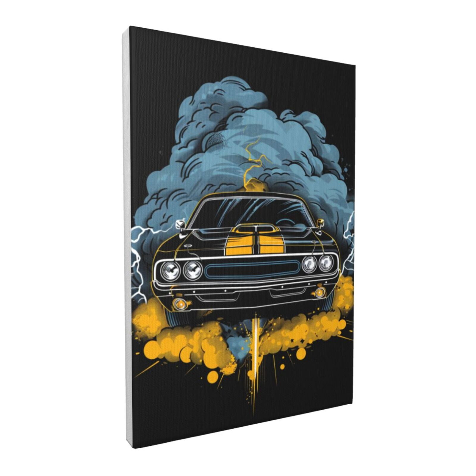 12x18 inch Oil Paintings On Canvas Roaring Racing Car,Cafes,Bar,Garage,Man Cave Wall Decor Art Prints,Enchanting Roaring Racing Car Art Canvas Painting Poster,Funny Gift For Racing Enthusiast