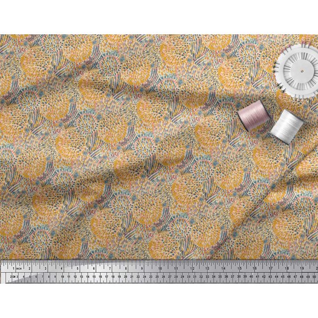 Soimoi Polyester Crepe Fabric Brush Stroke Abstract Printed Craft Fabric by The Yard 52 Inch Wide