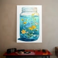 thumbnail image 3 of 1pc Blue Mason Jar with Floating Wildflowers Framed Decor room hanging Wall Picture Decor for Home Gifts, living room, bathroom, bedroom, kitchen wall art decor canvas wall art, 3 of 8
