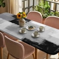thumbnail image 3 of Black Grey Table Cloths for 8 Foot Rectangle Tables, Abstract Geometric Color Block Oil Painting Patio Waterproof Elastic Fitted Tablecloths, Washable Rectangular Table Cover for Camping, 3 of 8