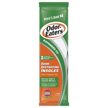 Odor-Eaters Expanded Fit Comfort Odor & Wetness Protection Super-Activated Charcoal Insoles, 1 Pair