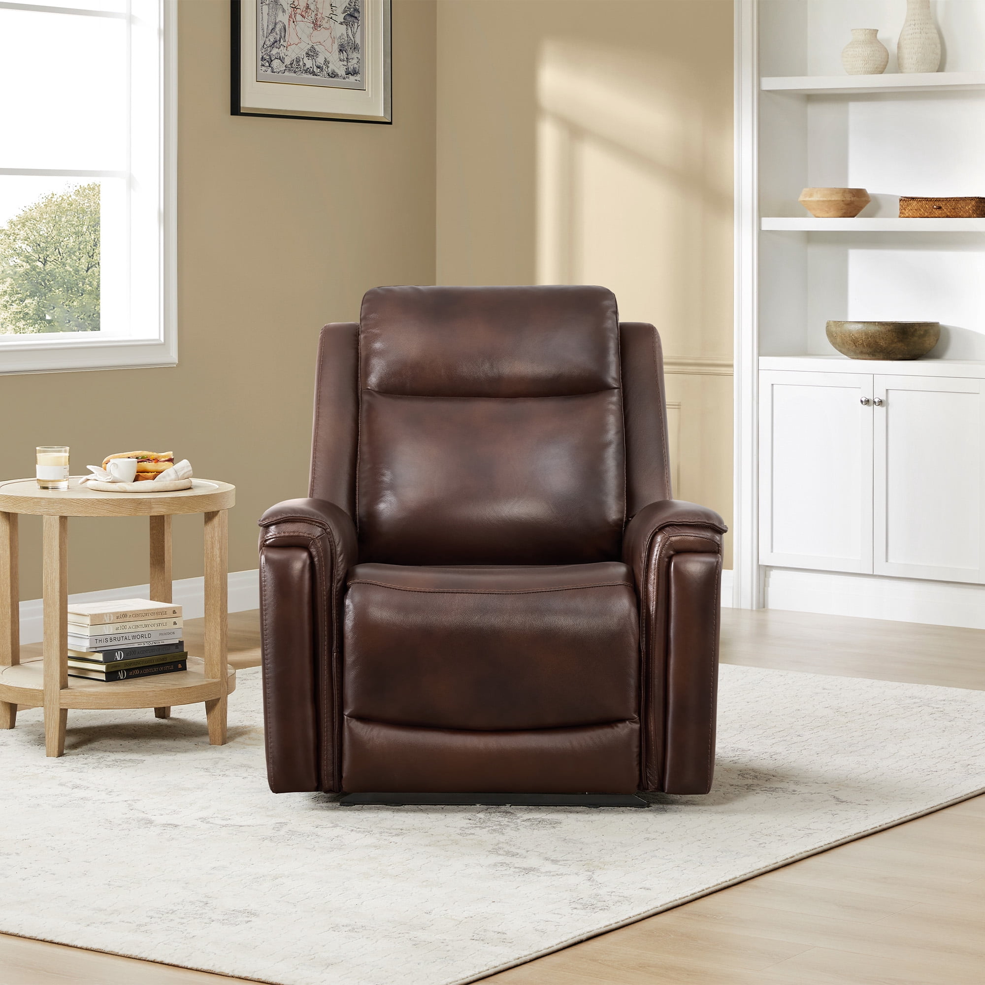 ReNest Dual Motor Power Recliner with Super Zero-Gravity Mode, Top-Grain Leather, USB and Type-C Charging,Cognac