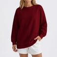 thumbnail image 5 of Horkkom Crew Neck Sweatshirts Women Casual Oversized Solid Color Tops Fall Loose Pullover Sweatshirts with Pockets XXL, 5 of 7