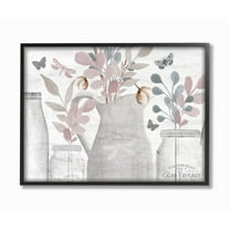 Stupell Industries Flower Jar Pink Blue Grey Neutral Painting Framed Giclee Texturized Art by Kimberly Allen