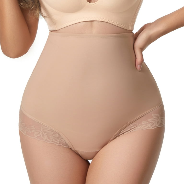 Homgro Women's Mesh Shapewear Briefer Tummy Control Body Shaper Shorts  Underwear Panties Hip Dip Enhancer Lace High Waisted Nude XX-Large