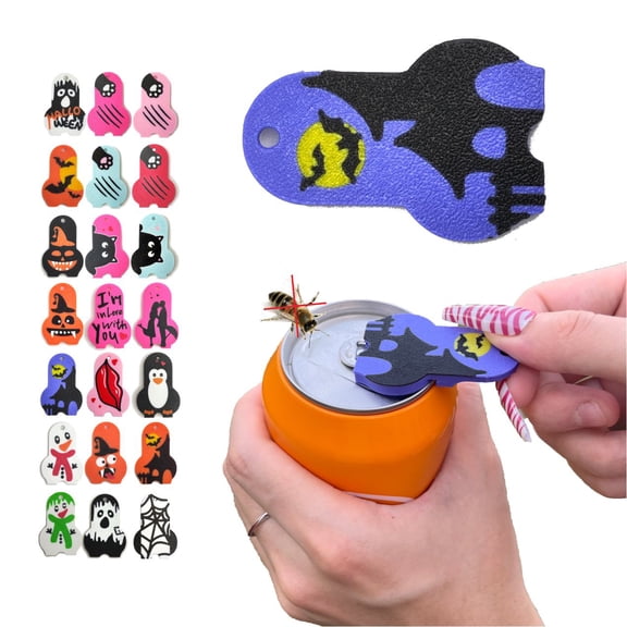 Soda Can Opener Can Cover for Soda Easy Tab Opener and Drink Protector Cute Beverage Barricade for Coke Shields from Bugs,Bees,Flies,Dust at Party,BBQ, Beach Bat1