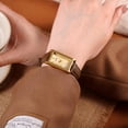 thumbnail image 3 of Vintage Women's Rectangle Wristwatch Classic Ladies Analog Quartz Watch Ultra-Thin Ladies Bangle Bracelet Watch Female Business Dress Watches with Leather Strap, 3 of 6