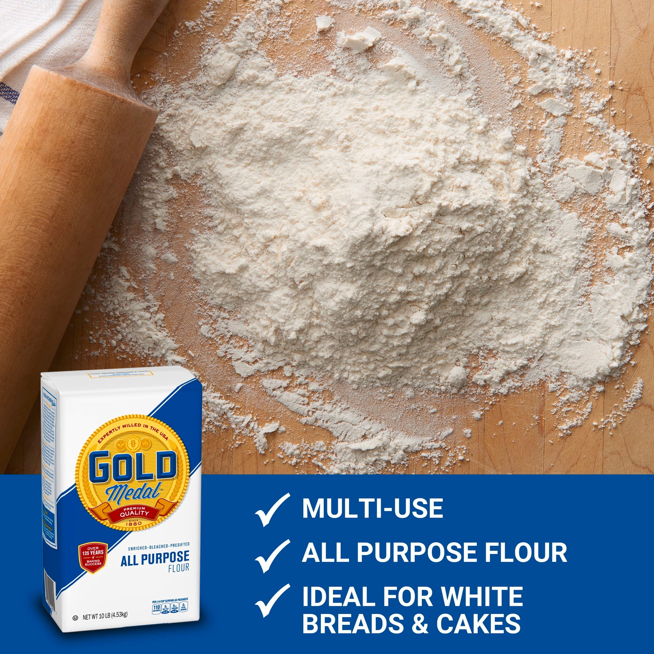 (4 pack) Gold Medal All Purpose Flour, Baking Flour, 10 lb Bag