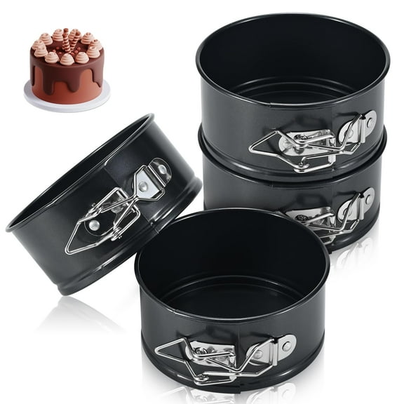 10cm Springform Pans Set, 4 Pack Non-Stick Cheesecake Pan, Leakproof Round Cake Pan