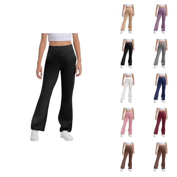 Flare Leggings for Girls 2026 Casual High Waisted Bootcut Uniform Pants Bell Bottoms Leggings Kids Dress Pants