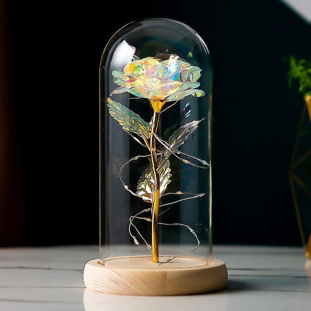 Rosa de la Bella y la Bestia, rosa infinita para siempre en cúpula de cristal, rosa eterna galaxia con luces LED, regalos para ella