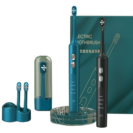 Wisdom Electric Toothbrush  Sonic Rechargeable Toothbrush for Adults with 4 Cleaning Modes&Travel Case soft bristle 2 replacement Heads& 2 Mins Smart Timer with UV disinfection cup-Black