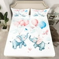 thumbnail image 2 of Homewish Teens Funny Elephant Twin Sheet Sets, Cartoon Balloon Cloud Twin Fitted Sheet, Kawaii Cute Animal Flat Sheet, Lightweight Room Decor, 3pcs, 2 of 7