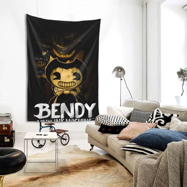 Tapiz de dibujos animados de Bendy y la máquina de tinta, gran tapiz de pared, póster vertical para colgar en la pared para dormitorio, sala de estar, hogar, oficina, decoración, regalos, 60 x 40