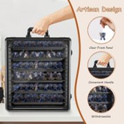 Miniature Storage Case for Collectibles Miniatures, Miniature Display Cases with 6 Trays, Large Size Miniatures Transport Case (Black)
