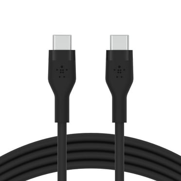 Belkin BoostCharge Flex Silicone USB-C to USB-C Charging Cable (2M/6.6FT) for iPhone 16, iPhone 16 Pro, Galaxy S25, S24, Pixel 9 & 8, Nintendo Switch 2 & More with Cable Clip - Black