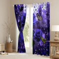 thumbnail image 3 of Homewish Valentine'S Day Rose Black Out Curtains,Green Butterflies Curtains Pack of 2 (42x63 Each),Purple Flower Floral Bedroom Curtains For Men Women,Luxury Bedroom Decor, 3 of 6