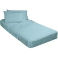 thumbnail image 3 of Cot Sheet Set 4PC-100% Egyptian Cotton, Perfect for Camp Sheets & Guest Beds, 600TC, 1 Flat Sheet, 1 Fitted Sheet 12" Deep Pocket & 2 Pillowcover-Light Blue Solid, Truck Size, 3 of 5